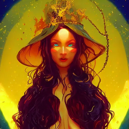 Image similar to the golden witch, artstation, colourful, fantasy digital art, beautiful composition, masterpiece, artstation