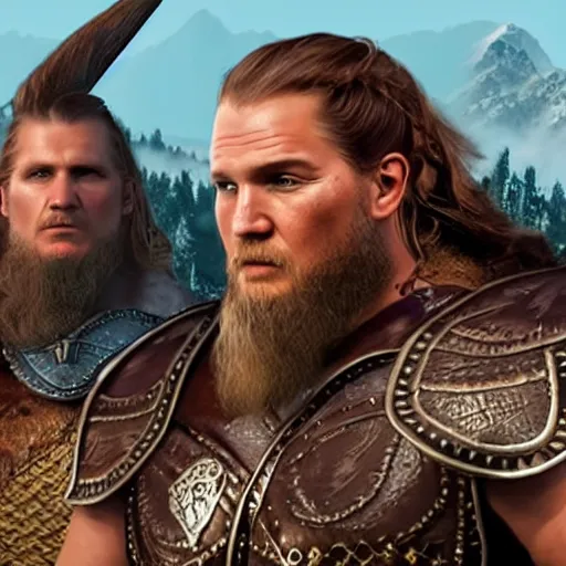 Image similar to twitch streamer adin ross and vikings 4 k detailed super realistic