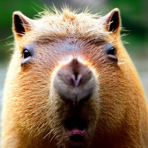 Prompt: capybara smiling