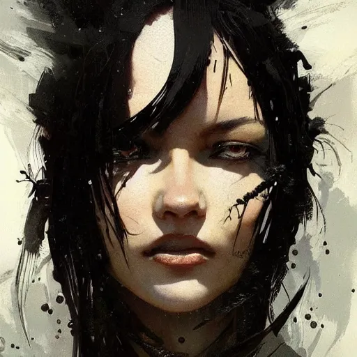 Prompt: portrait of a woman with black hair and insects coming put of her skin, dramatic lighting, illustration by Greg rutkowski, yoji shinkawa, 4k, digital art, concept art, trending on artstation