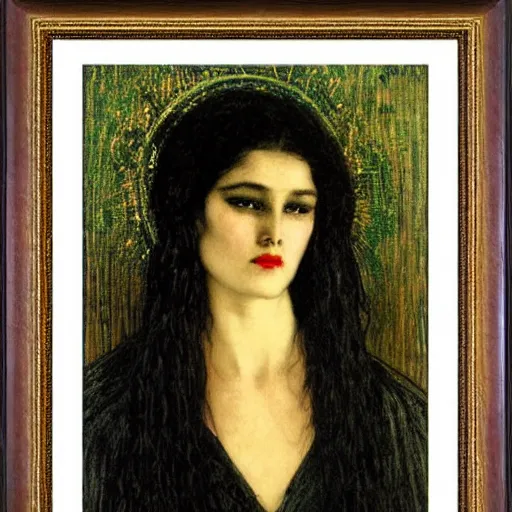 Image similar to dark fantasy artistic woman portrait style franc von stuck