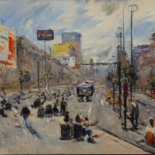 Image similar to avenida paulista painted by eugene boudin