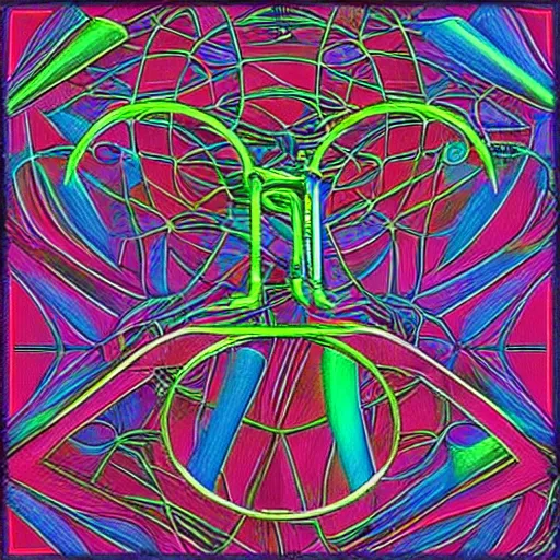 Image similar to psychedelic bicycle, grid art