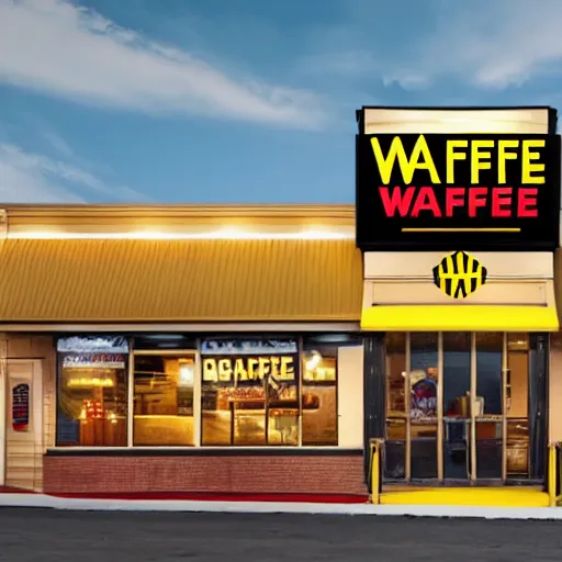 Prompt: detailed wafflehouse restaurant 4k advertising