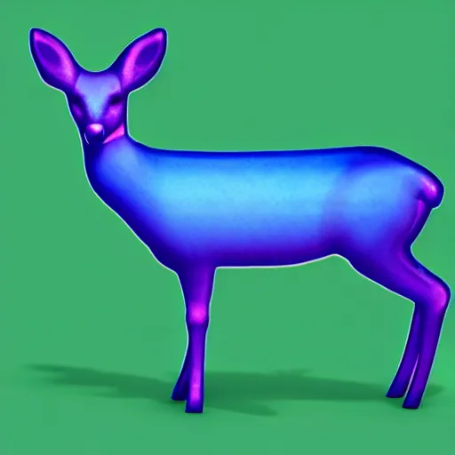 Prompt: Doe Deer Made of Transparent Blue Slime Walking through a Fantasy City