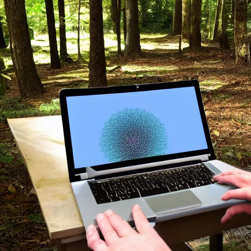 Prompt: computer making art in a forest grove