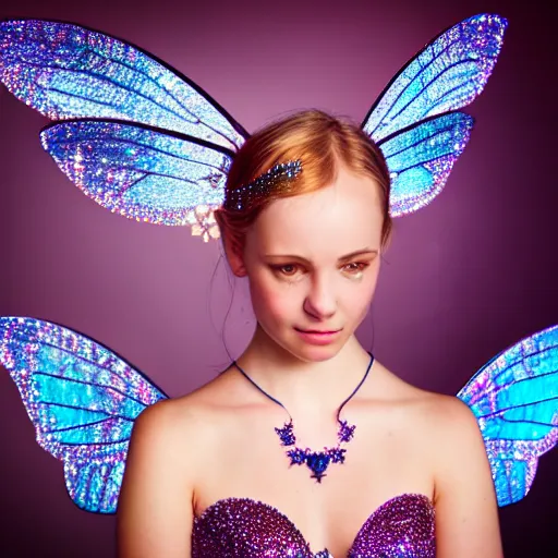 Image similar to photo of a real-life beautiful fairy with bejewelled armour