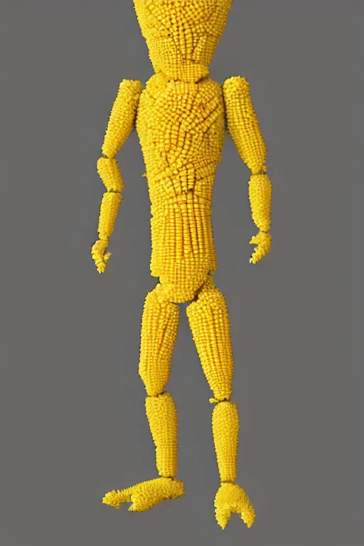 Image similar to a humanoid figure made of corn, highly detailed, digital art, sharp focus, trending on art station, anime art style