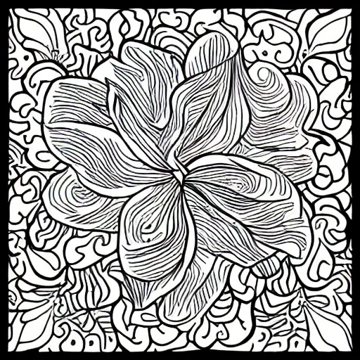 Prompt: Human brain floral flowers black and white coloring page