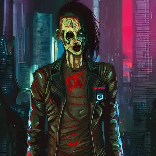 Image similar to cyberpunk zombie as the leader of a futuristic communist nation, cybernetics, sharp lines, digital, artstation, colored in