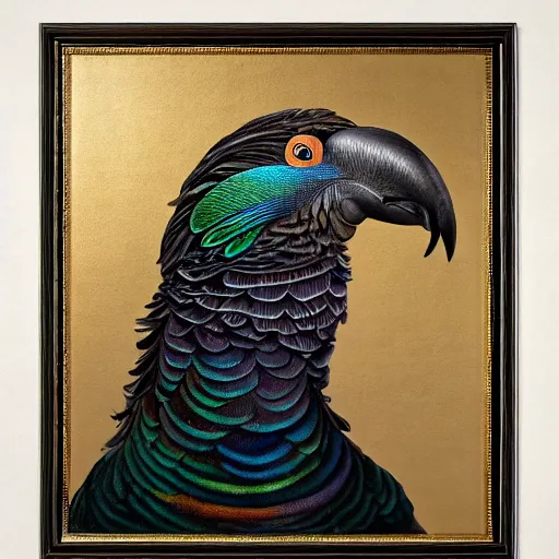 Prompt: a nicobar pigeon, timeless masterpiece, award - winning painting, intricate oil details, spectacular quality, trending on artstation, golden ratio, 8 k