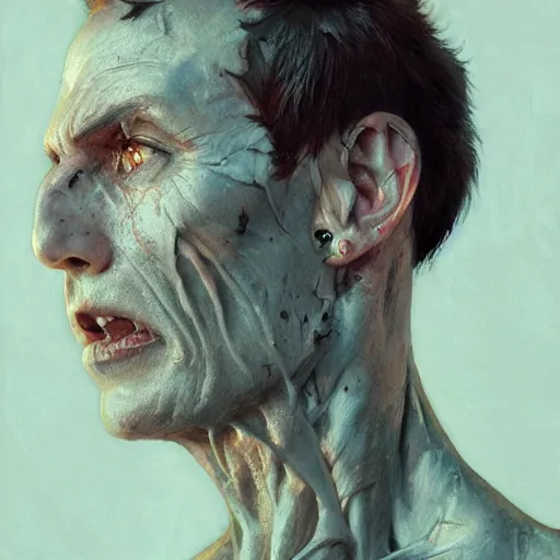 Prompt: portrait painting of male evil demonic cult member, agony, ultra realistic, concept art, intricate details, eerie, highly detailed, photorealistic, octane render, 8 k, unreal engine. art by artgerm and greg rutkowski and alphonse mucha