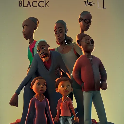 Image similar to stunning, coherent, impressive, still of black family, follow shot, 3d, in the style of pixar, comic book style, 3d, highly detailed, 16k resolution, octane renderer, coherent, cinematic lighting