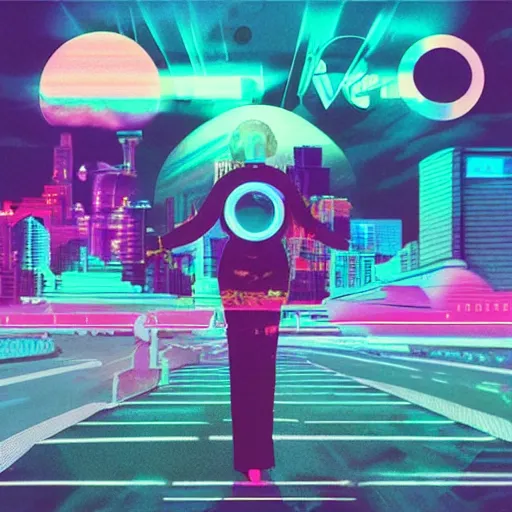 Image similar to lofi vaporwave retro futurism album artwork