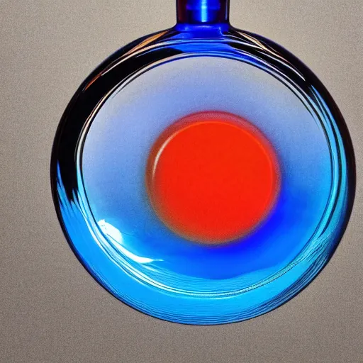 Prompt: perfume bottle surrounded cool blue ripples in water