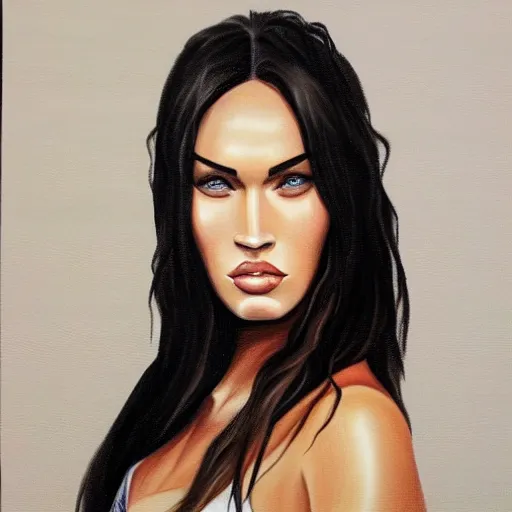 Prompt: a portrait of megan fox, oil painting