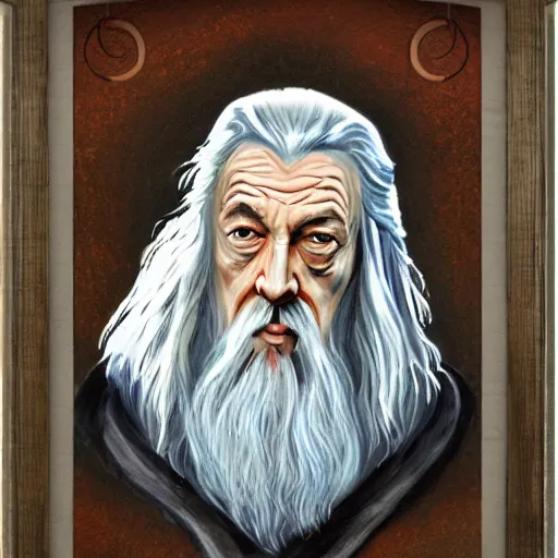 Image similar to gandalf as art deco, painting