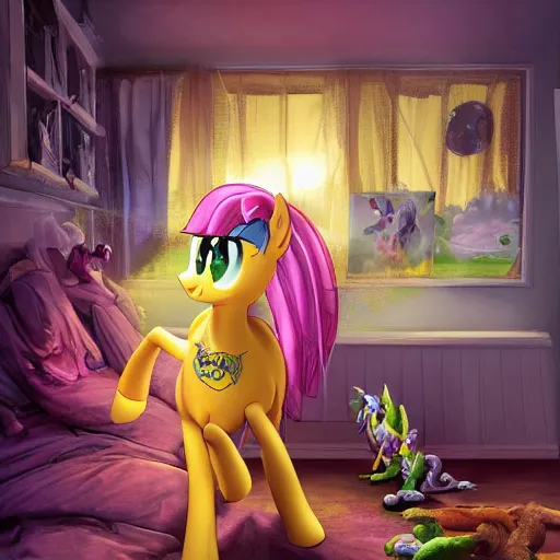 Image similar to hazmat team removes crusty stained sock from messy bedroom with my little pony posters on wall, digital art, cosmic, 3 d high definition, trending on artstation, photorealistic, high resolution, vray, 8 k, octane, trending on, hdr, hyper detailed, insane details, intricate, elite, ornate, elegant, unreal engine