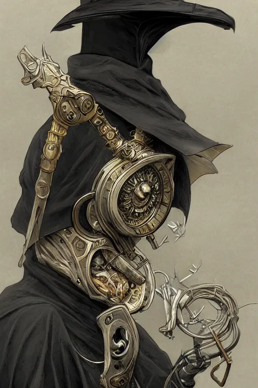 Image similar to plague doctor, plague mask, cyberpunk, intricate, elegant, highly detailed, digital painting, artstation, concept art, smooth, sharp focus, illustration, art by artgerm and greg rutkowski and alphonse mucha