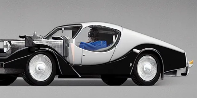 Prompt: a single bugatti type 5 7 sc atlantic and delorean hybrid, dslr, cinematic, photorealistic, hyperdetailed