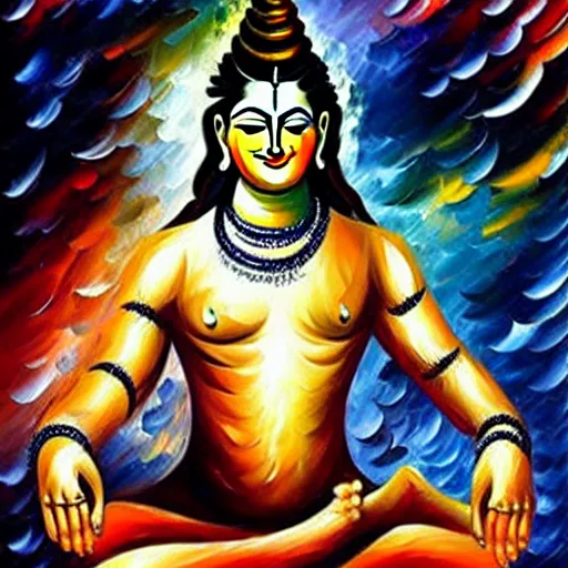 Image similar to god shiva in style of leonid afremov