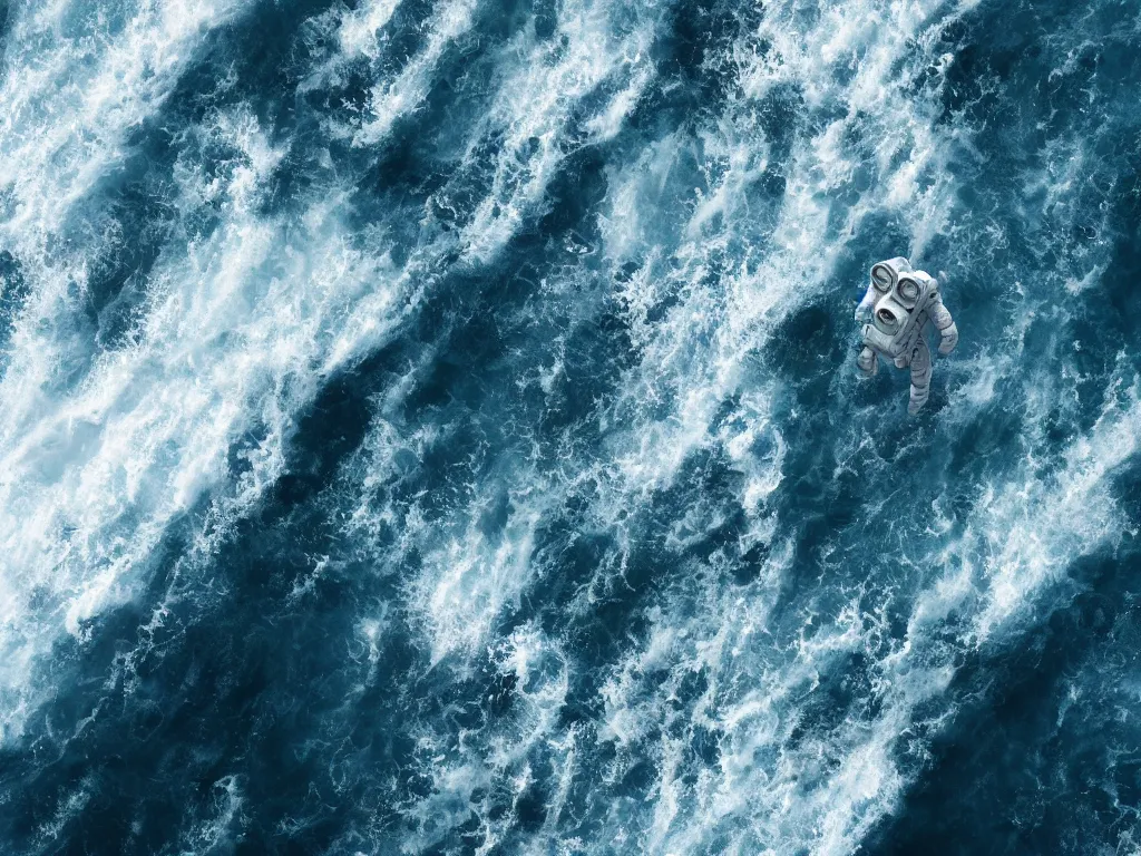 Prompt: photo of a giant astronaut coming out from the ocean, ultra realistic, detailed, artstationHQ, artstationHD, 4k, 8k, aerial view