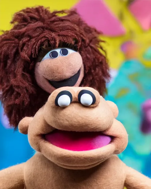 Image similar to twitch streamer adin ross as a muppet. highly detailed felt. hyper real photo. 4 k.