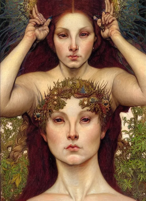 Prompt: hyper realistic painting of queen mebd, detailed perfect face, in the style of wayne barlowe, gustav moreau, goward, gaston bussiere and roberto ferri, santiago caruso, and austin osman spare, bouguereau, alphonse mucha, saturno butto, sorayama and moebius. occult art, alchemical diagram