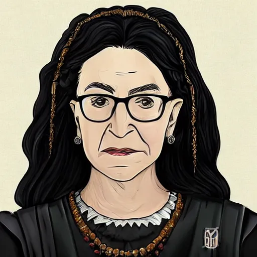 Prompt: portrait of a young ruth bader ginsberg as yennefer from the witcher