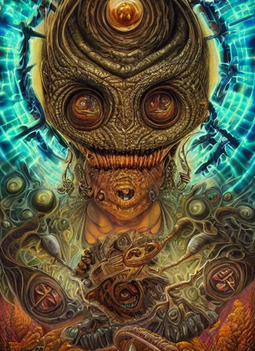 Image similar to duncan trussell glowing reptile eyes, shamanic poster lsd art, intricate, elegant, highly detailed, centered, digital painting, artstation, concept art, smooth, sharp focus, illustration, artgerm, tomasz alen kopera, peter mohrbacher, donato giancola, joseph christian leyendecker, wlop, frank frazetta