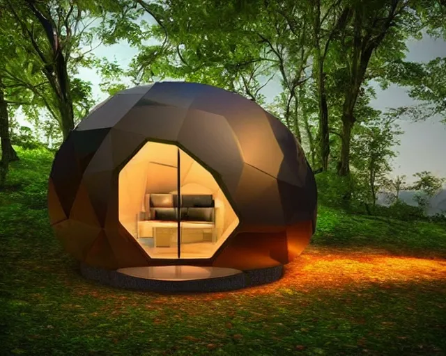 Prompt: futuristic innovation. modular dome house. there is paradise in heaven. smoky ambience. slight green glow in the very far distance. as seen in my dreams of heaven.