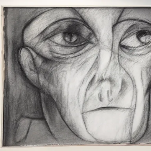 Prompt: Different stages of dementia through the eyes of the observer, charcoal-styled art, pastel overflow, abstract composition