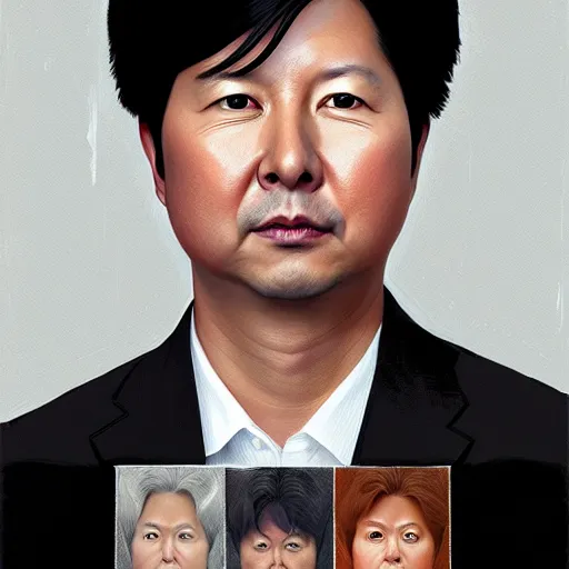 Prompt: symmetry portrait of ken jeong, american stand - up comedian, intricate, elegant, highly detailed, digital painting, artstation, concept art, smooth, sharp focus, illustration, art by artgerm and greg rutkowski and alphonse mucha