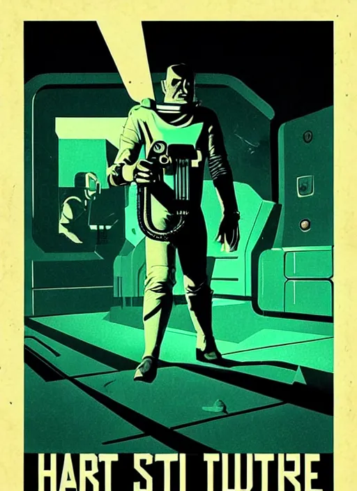 Image similar to vintage sci - fi art, poster, harsh lighting, retro future, vintage