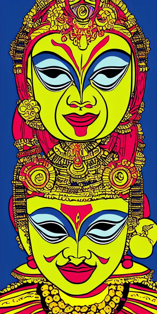 Prompt: kathakali illustration style pop art