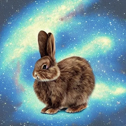 Prompt: milky way shaped like a rabbit,photorealistic