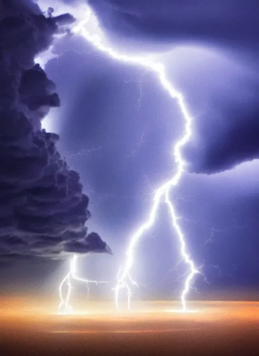 Image similar to spaceship made of electric storm and storm clouds