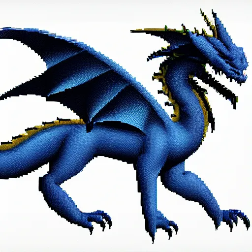 Image similar to blueprint of a fantasy dragon pixel art