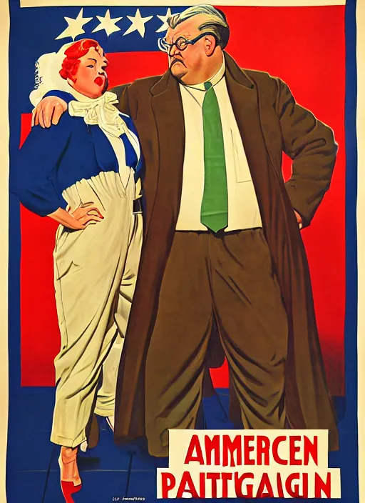 Prompt: american propaganda poster. gk chesterton. portrait by jean giraud and anton otto fischer and john philip falter and will eisner and gil elvgren