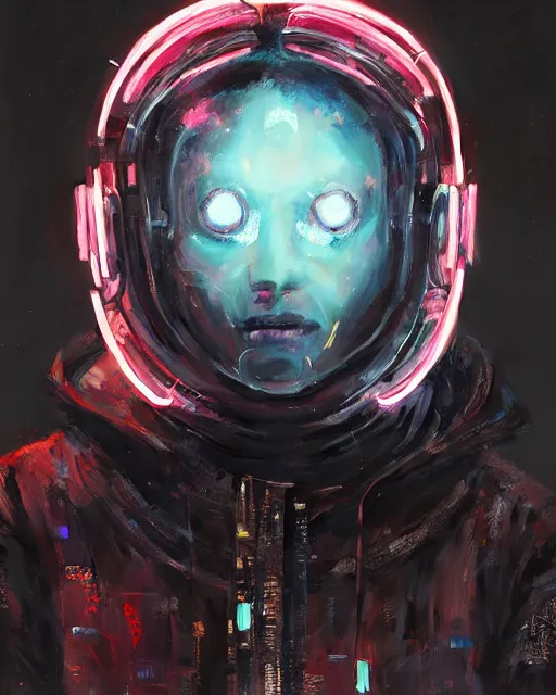 Image similar to detailed portrait ghost, cyberpunk futuristic neon, reflective puffy coat, decorated with traditional japanese ornaments by ismail inceoglu dragan bibin hans thoma greg rutkowski alexandros pyromallis nekro rene maritte illustrated, perfect face, fine details, realistic shaded, fine - face, pretty face