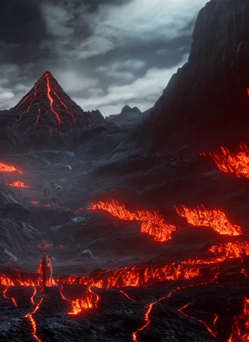 Image similar to whatever you think mordor really looks like, real life, realistic, photograph, 4 k, detailed