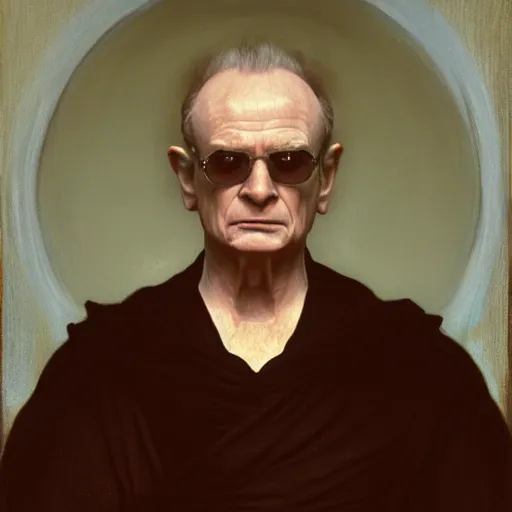 Image similar to Painting of Ian McDiarmid as Emperor Palpatine. Art by william adolphe bouguereau. During golden hour. Extremely detailed. Beautiful. 4K. Award winning.