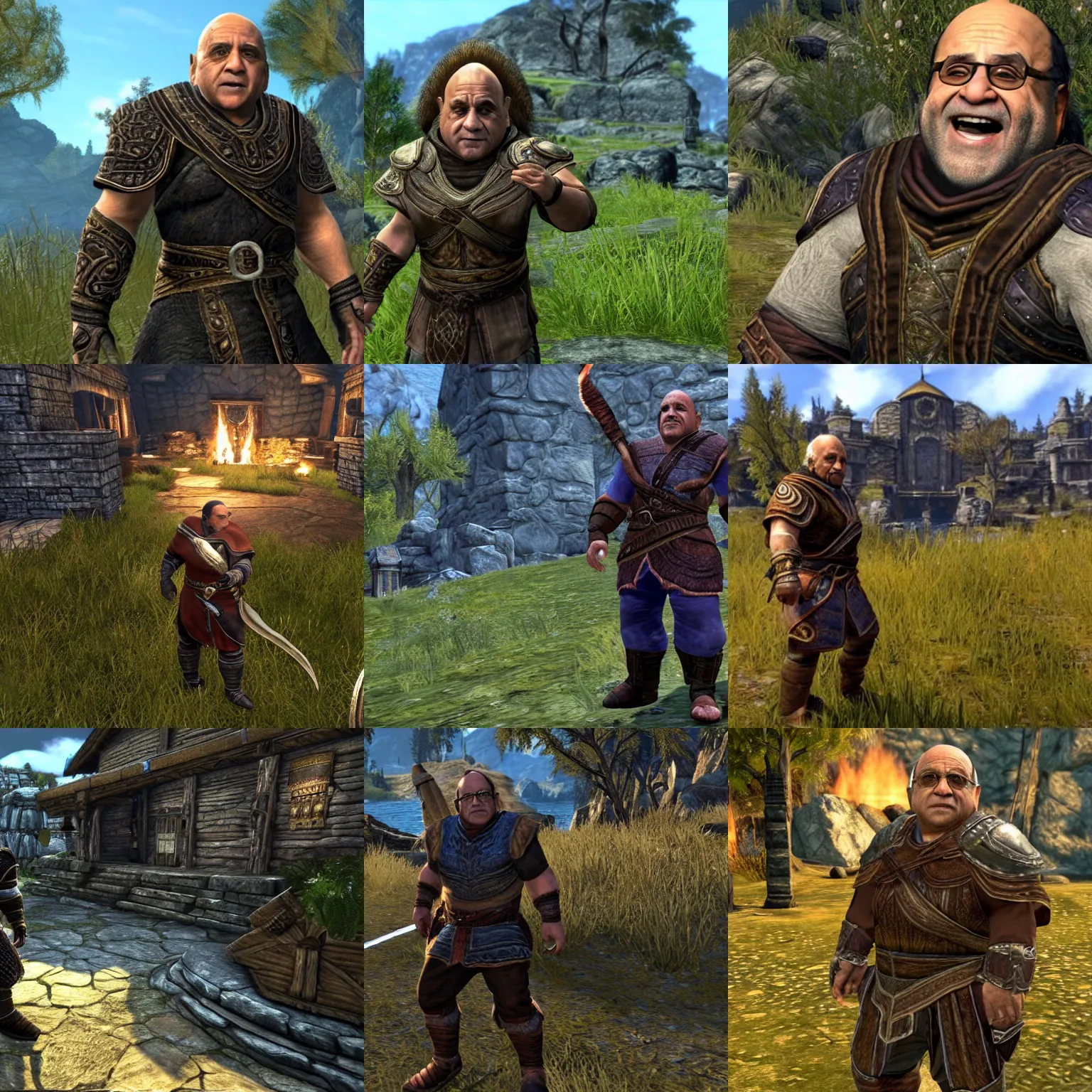 Prompt: screenshot of danny devito in the elder scrolls 8 returntotamriel hd