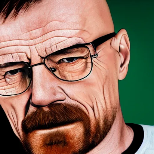 Image similar to walter white with buck teeth yellow skin and acne everywhere