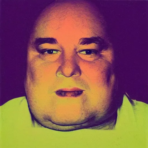 Image similar to color polaroid portrait of a fat man by andy warhol.