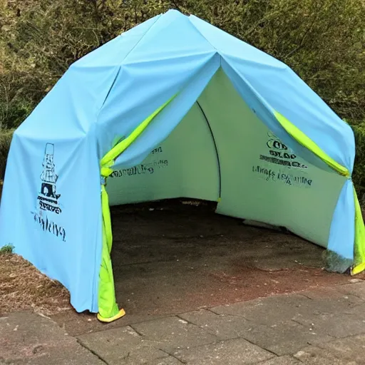 Image similar to a spray painted tent