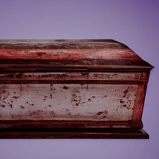 Image similar to A glowing dilapidated coffin