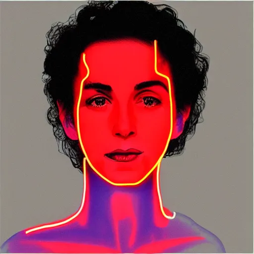 Prompt: “annie clark (st vincent), beautiful digital art portrait in neon”