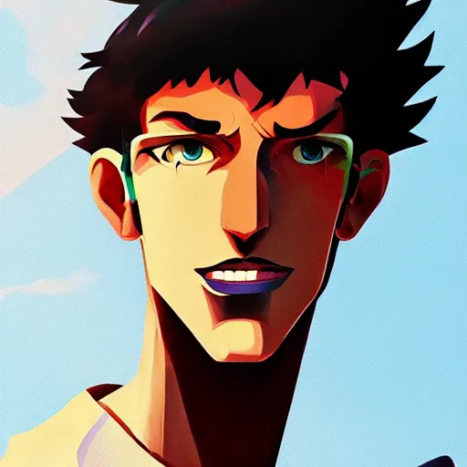 Image similar to face icon stylized minimalist cowboy bebop, loftis, cory behance hd by jesper ejsing, by rhads, makoto shinkai and lois van baarle, ilya kuvshinov, rossdraws global illumination