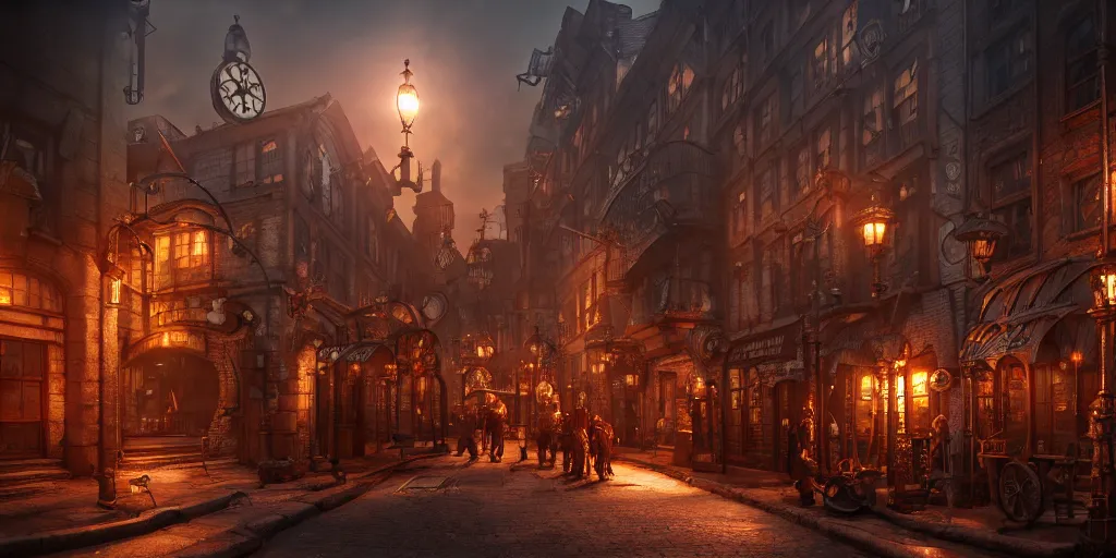 Image similar to in a steampunk city, highly detailed, 8 k, hdr, award - winning, octane render, artstation, volumetric lighting